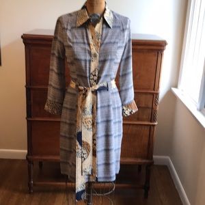 Long sleeve button down silk dress